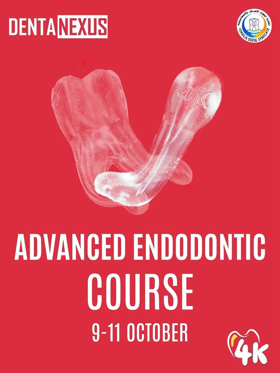 Advanced Endodontic Course poster with DentaNexus showing a 4K model